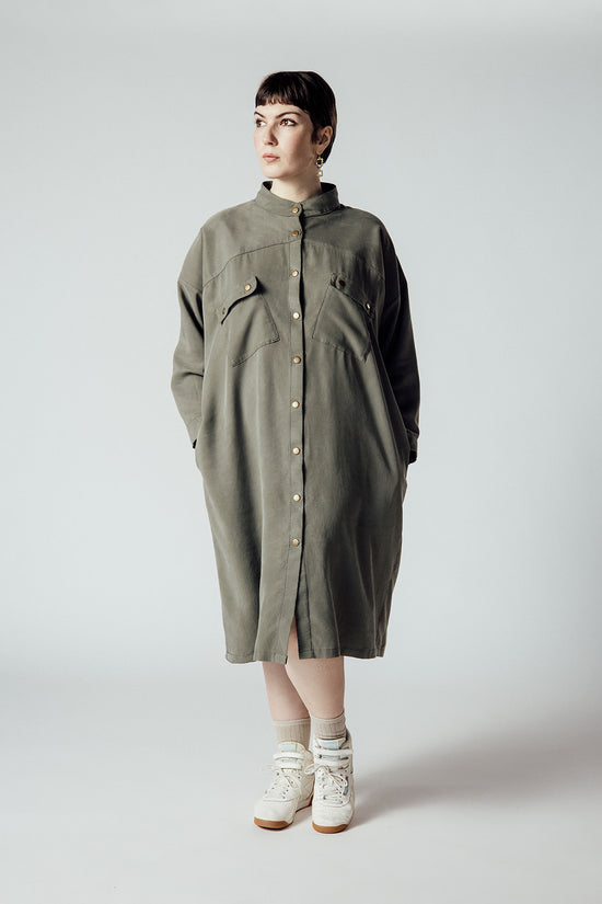 Image Title Cargo Shirt Dress